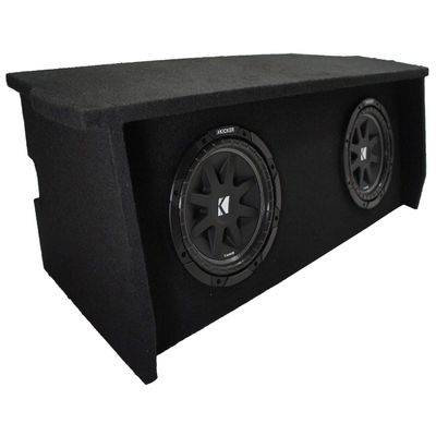 American Sound Connection ASC JW2X10-0717-AR Compatible with Jeep Wrangler 2007-2018 2 Door Dual 10" Sub Box Subwoofer Enclosure with Amp Rack and Kicker 43C104 10" Comp C10 Series Sub