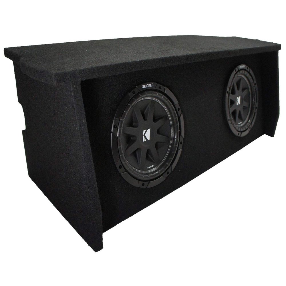 American Sound Connection ASC JW2X10-0717-AR Compatible with Jeep Wrangler 2007-2018 2 Door Dual 10" Sub Box Subwoofer Enclosure with Amp Rack and Kicker 43C104 10" Comp C10 Series Sub