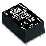 Mean Well LDD-600H LED Power Supply, DC-DC Step Down Converter, CC Output, 9-56Vin 2-52Vout 600mA, Pin Style, Through Hole Mt, PWM dimming and Remote ON/Off, encapsulated