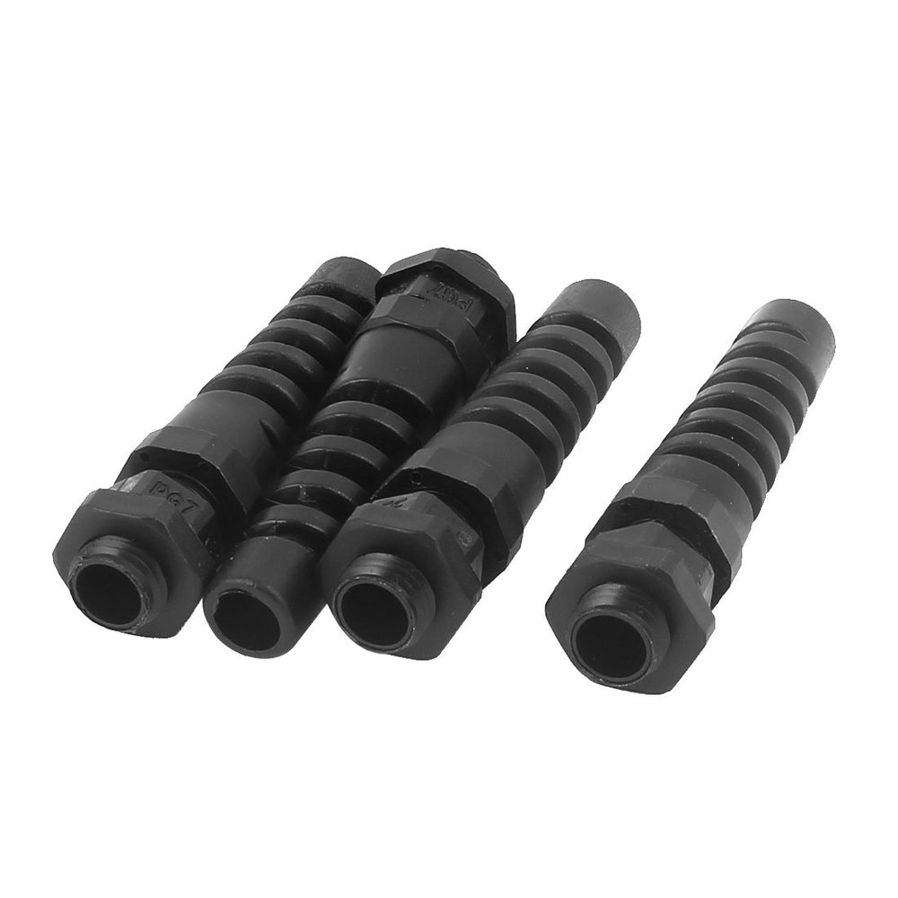 Aexit 4Pcs 72mm Cord Management x 20mmWaterproof Adjustable PG7 3-6.5mm Spiral Cables Cable Raceways Gland Black