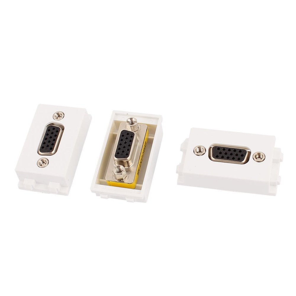 Aexit 3 Pcs Distribution Dual Female VGA Ports Coupler Conenctor Modular Socket for 128 Wall Wall Plates & Connectors Plate Panel