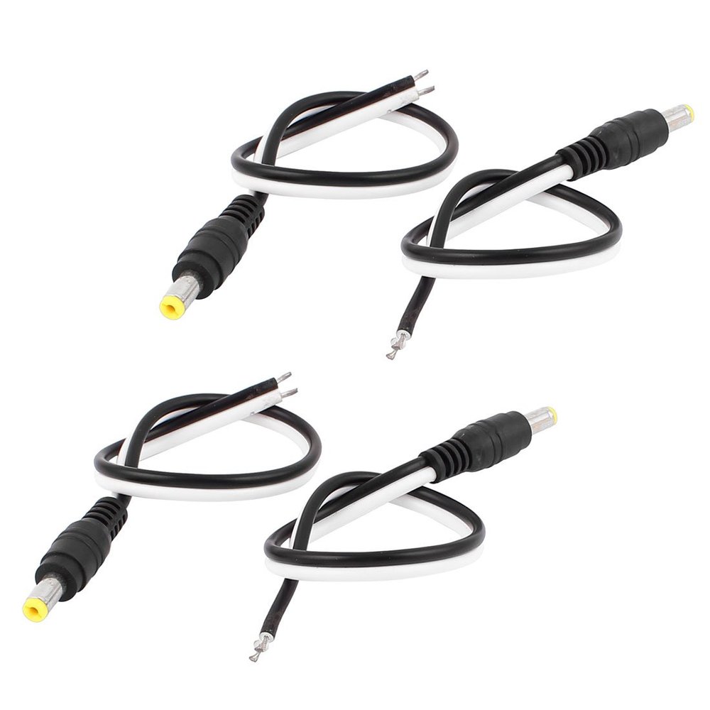 Aexit CCTV Camera Batteries, Chargers & Accessories DC 5.5x2.1mm Male 2 Wire Lead Jack Power Cable Power Converters Connectors 4Pcs