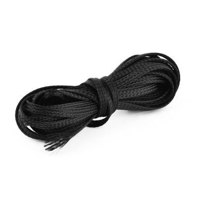 Aexit Nylon Flexible Cord Management Wire Polyester Braided Expandable Cable Sleeve 4.4M Long 9mm Cable Sleeves Width Black