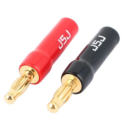 Aexit 2 Pcs Cables & Interconnects 4mm Audio Speaker Cable Connector Screw Type Banana Jack Power Cables Black Red