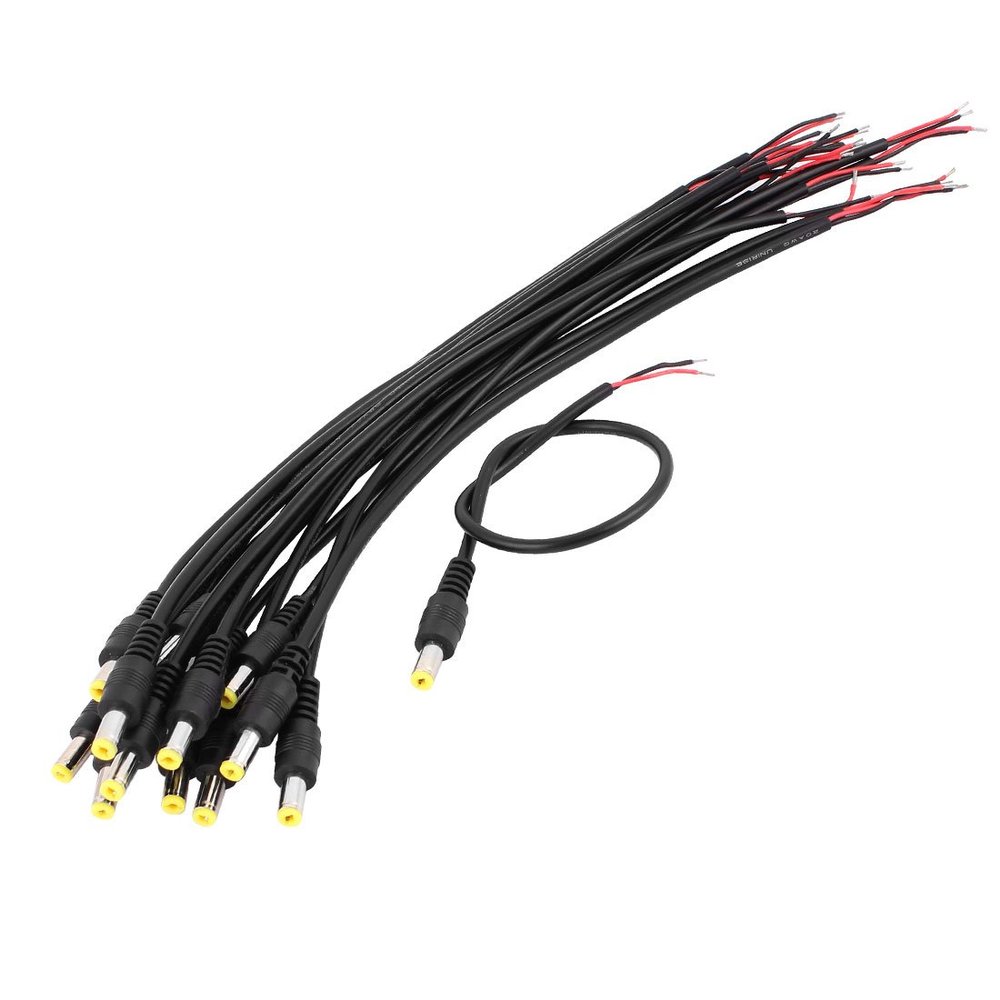 Aexit 15Pcs CCTV Batteries, Chargers & Accessories Camera DVR 5.5x2.1mm Male DC Power Pigtail Connector Power Converters 29cm Length