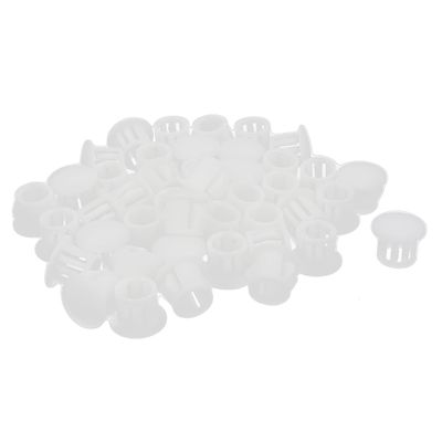Aexit 44 Pcs Cord Management SKT-10 10mm Insulated White Plastic Snap in Mount Domed Blank Lock Hole Connectors Cover Cable Raceways Harness Fastener