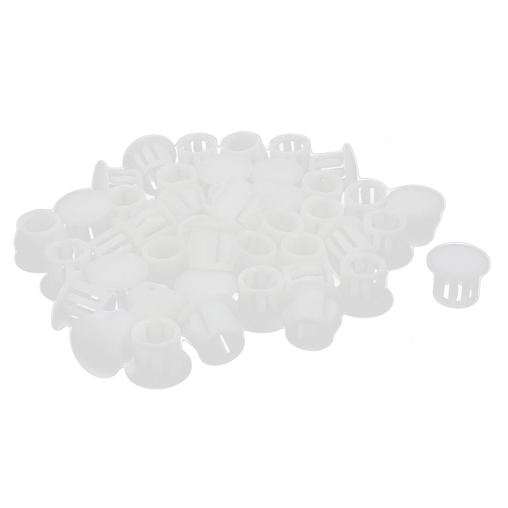 Aexit 44 Pcs Cord Management SKT-10 10mm Insulated White Plastic Snap in Mount Domed Blank Lock Hole Connectors Cover Cable Raceways Harness Fastener
