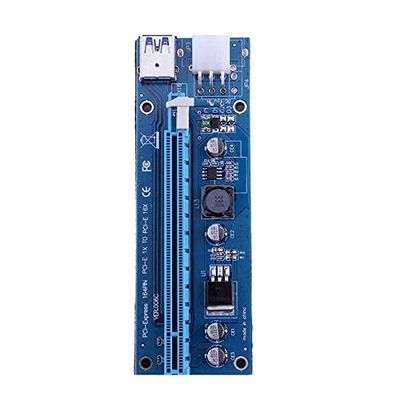 6pin Riser USB 3.0 PCI-E 1X to 16X Card Riser Extender Adapter Card with 4 Capacitances Stable Riser for BTC Mining (Only Card)