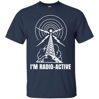 goldbabytee I'm Radio-Active Funny Ham Radio T-Shirt with Tower Antenna Navy