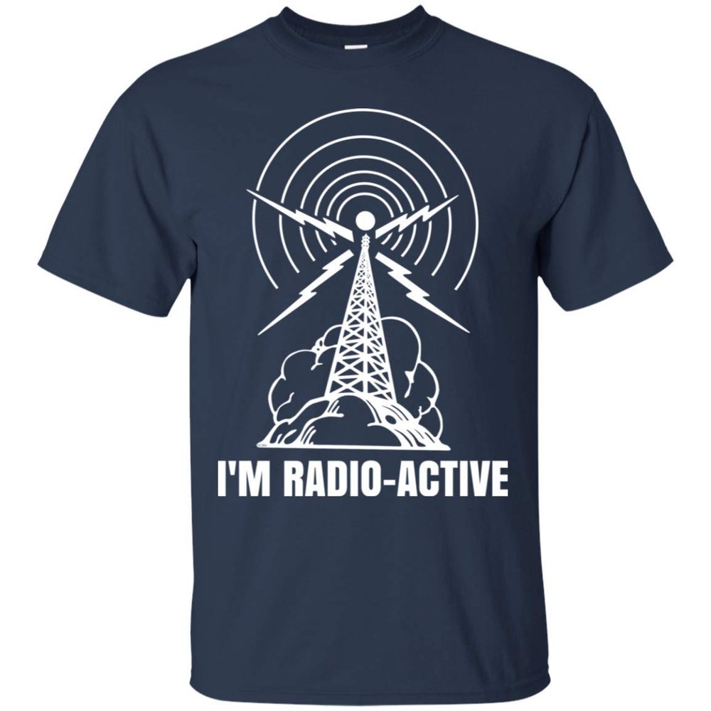 goldbabytee I'm Radio-Active Funny Ham Radio T-Shirt with Tower Antenna Navy