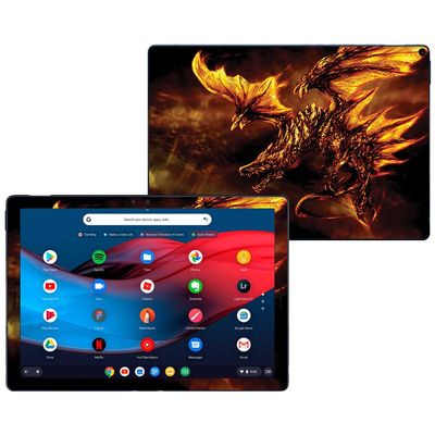 MightySkins Skin Compatible with Google Pixel Slate 12.3" (2018) - Golden Dragon | Protective, Durable, and Unique Vinyl Decal wrap Cover | Easy to Apply, Remove, and Change Styles | Made in The USA