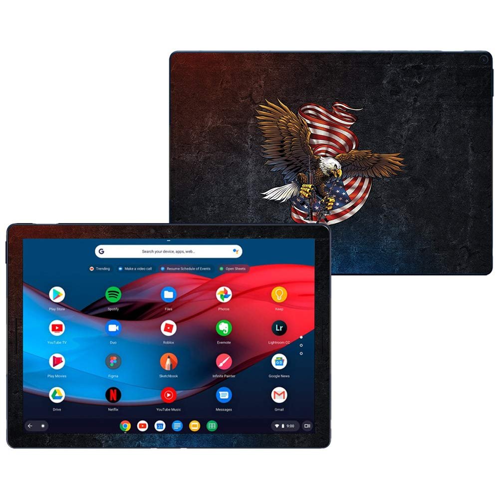 MightySkins Skin Compatible with Google Pixel Slate 12.3" (2018) - Armed Eagle | Protective, Durable, and Unique Vinyl Decal wrap Cover | Easy to Apply, Remove, and Change Styles | Made in The USA