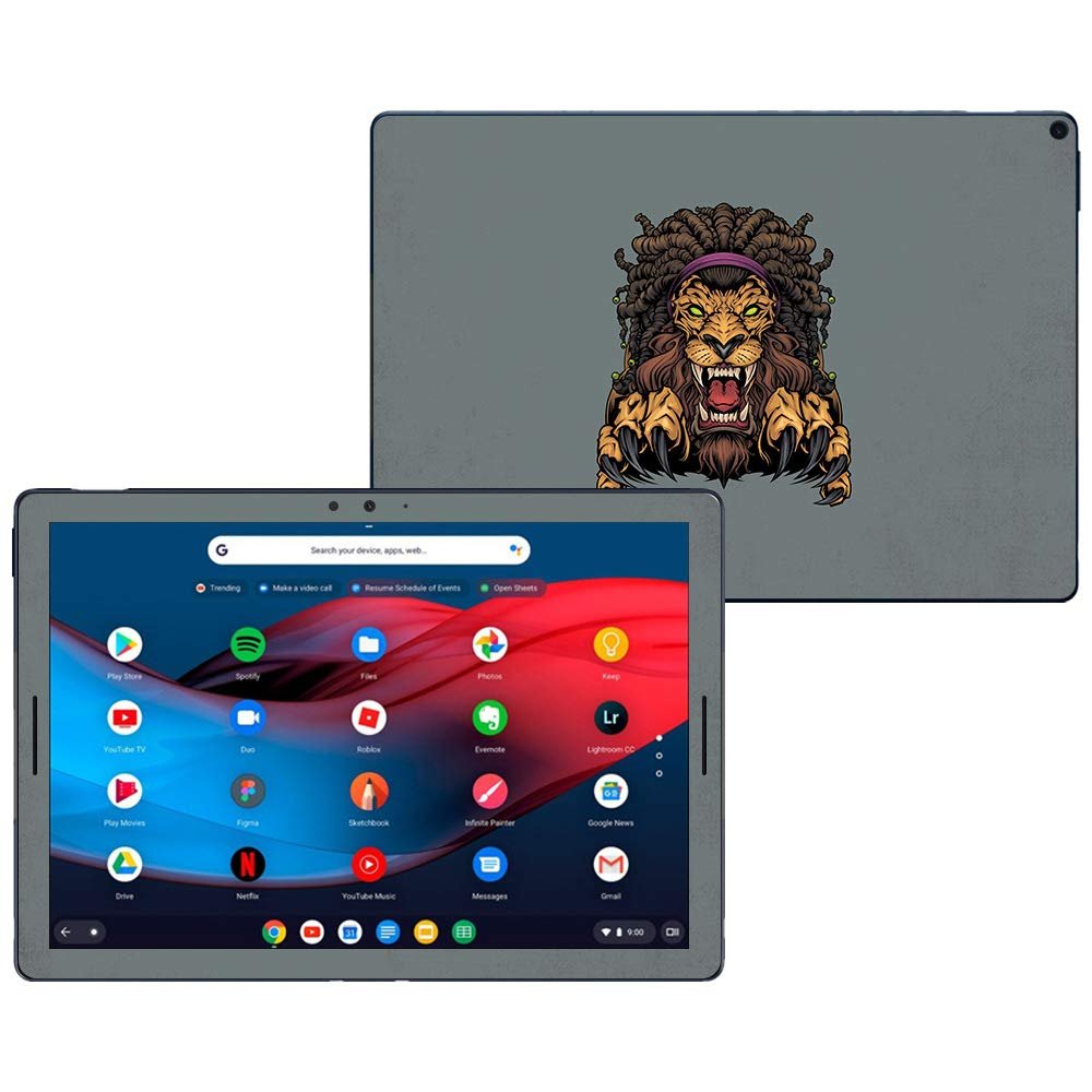 MightySkins Skin Compatible With Google Pixel Slate 12.3" (2018) - Lion Dreadlocks | Protective, Durable, and Unique Vinyl Decal wrap cover | Easy To Apply, Remove, and Change Styles | Made in the USA