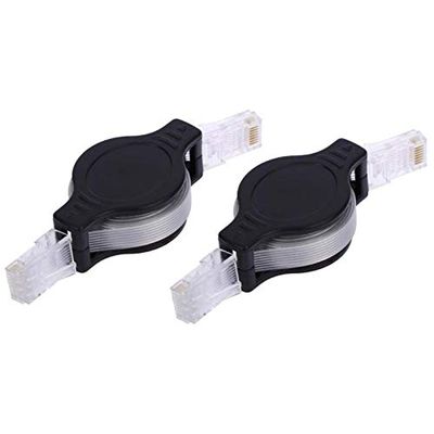 2pcs Portable Retractable RJ45 Ethernet LAN Internet Network Cables Wires for 10/100/1000BaseT Network for Computer Router