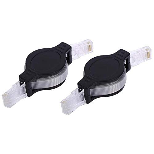2pcs Portable Retractable RJ45 Ethernet LAN Internet Network Cables Wires for 10/100/1000BaseT Network for Computer Router