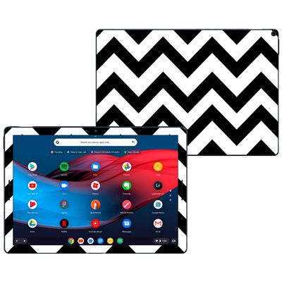 MightySkins Skin Compatible with Google Pixel Slate 12.3" (2018) - Black Chevron | Protective, Durable, and Unique Vinyl Decal wrap Cover | Easy to Apply, Remove, and Change Styles | Made in The USA