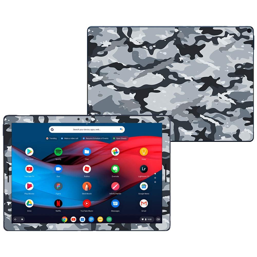 MightySkins Skin Compatible With Google Pixel Slate 12.3" (2018) - Gray Camouflage | Protective, Durable, and Unique Vinyl Decal wrap cover | Easy To Apply, Remove, and Change Styles | Made in the USA