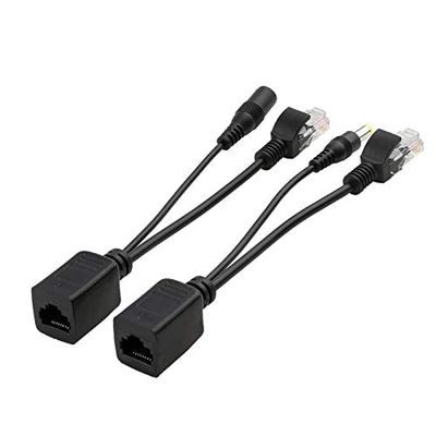 2pcs POE Adapter Cable RJ45 Injector Splitter Kit Tape Screened Passive Power Over Ethernet Synthesizer Separator Combiner
