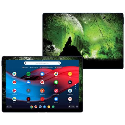 MightySkins Skin Compatible with Google Pixel Slate 12.3" (2018) - Howling Wolf | Protective, Durable, and Unique Vinyl Decal wrap Cover | Easy to Apply, Remove, and Change Styles | Made in The USA