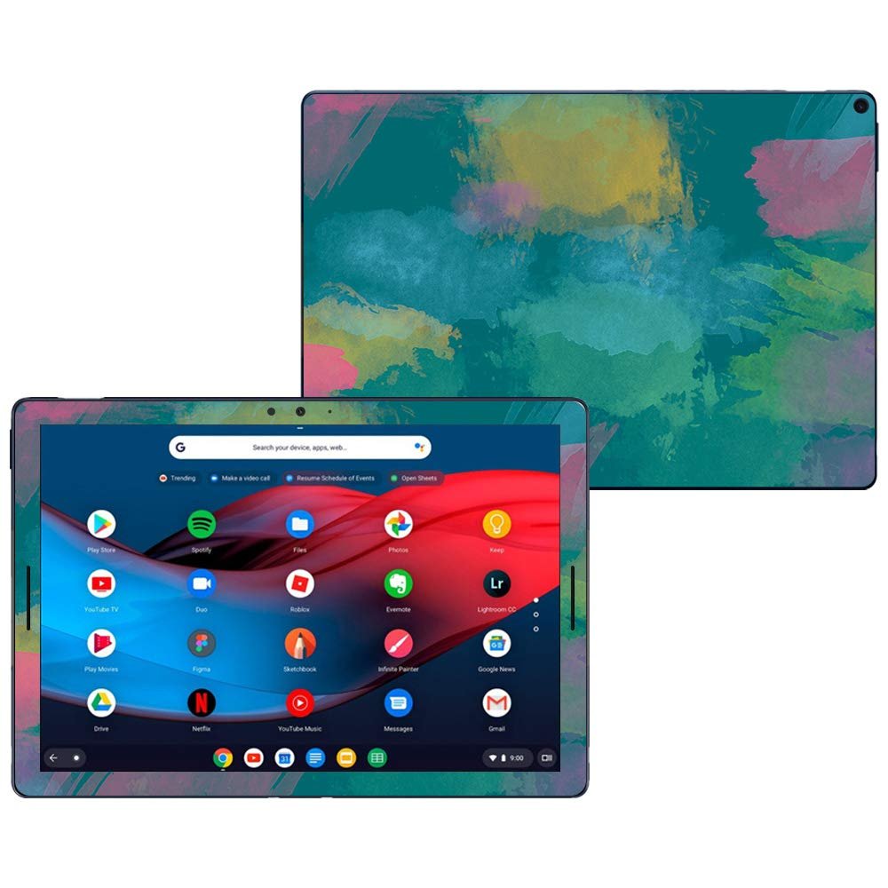 MightySkins Skin Compatible With Google Pixel Slate 12.3" (2018) - Watercolor Blue | Protective, Durable, and Unique Vinyl Decal wrap cover | Easy To Apply, Remove, and Change Styles | Made in the USA