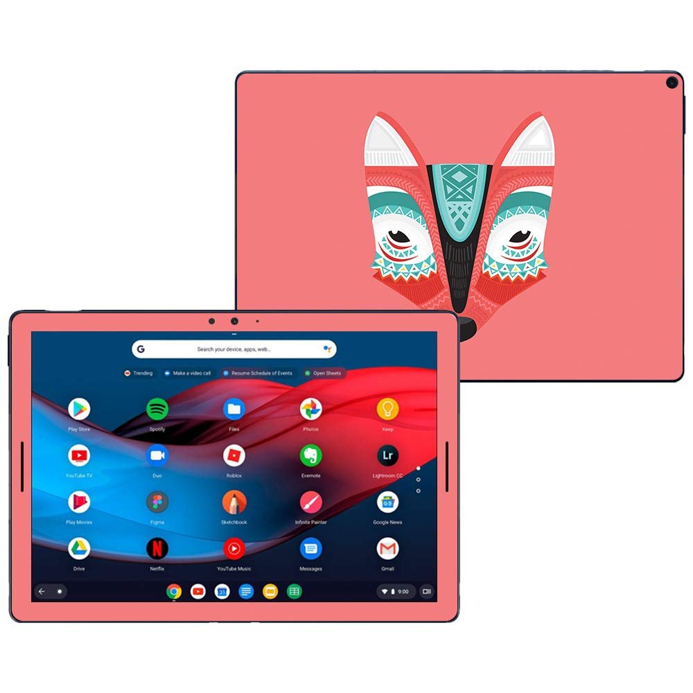 MightySkins Skin Compatible with Google Pixel Slate 12.3" (2018) - Aztec Fox | Protective, Durable, and Unique Vinyl Decal wrap Cover | Easy to Apply, Remove, and Change Styles | Made in The USA