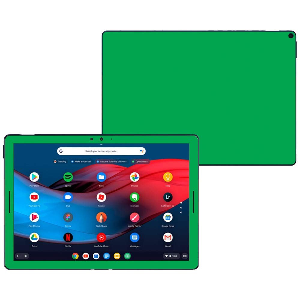 MightySkins Skin Compatible with Google Pixel Slate 12.3" (2018) - Solid Green | Protective, Durable, and Unique Vinyl Decal wrap Cover | Easy to Apply, Remove, and Change Styles | Made in The USA