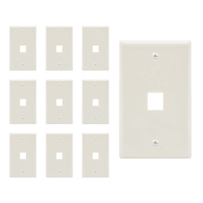 Beszin 1 Port Keystone Jack Wall Plate with Smooth Face (10-Pack, White)