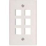 45-5637, Connector Accessories Standard Datacom Wall Plate Single Gang 6 Port White (25 Items)