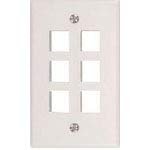 45-5637, Connector Accessories Standard Datacom Wall Plate Single Gang 6 Port White (25 Items)