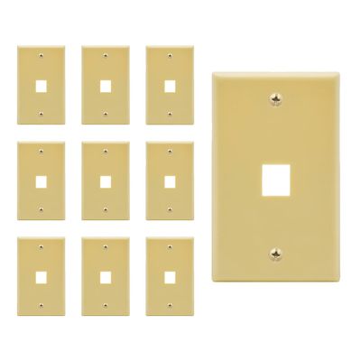 Beszin 1 Port Keystone Jack Wall Plate with Smooth Face (10-Pack, Ivory)
