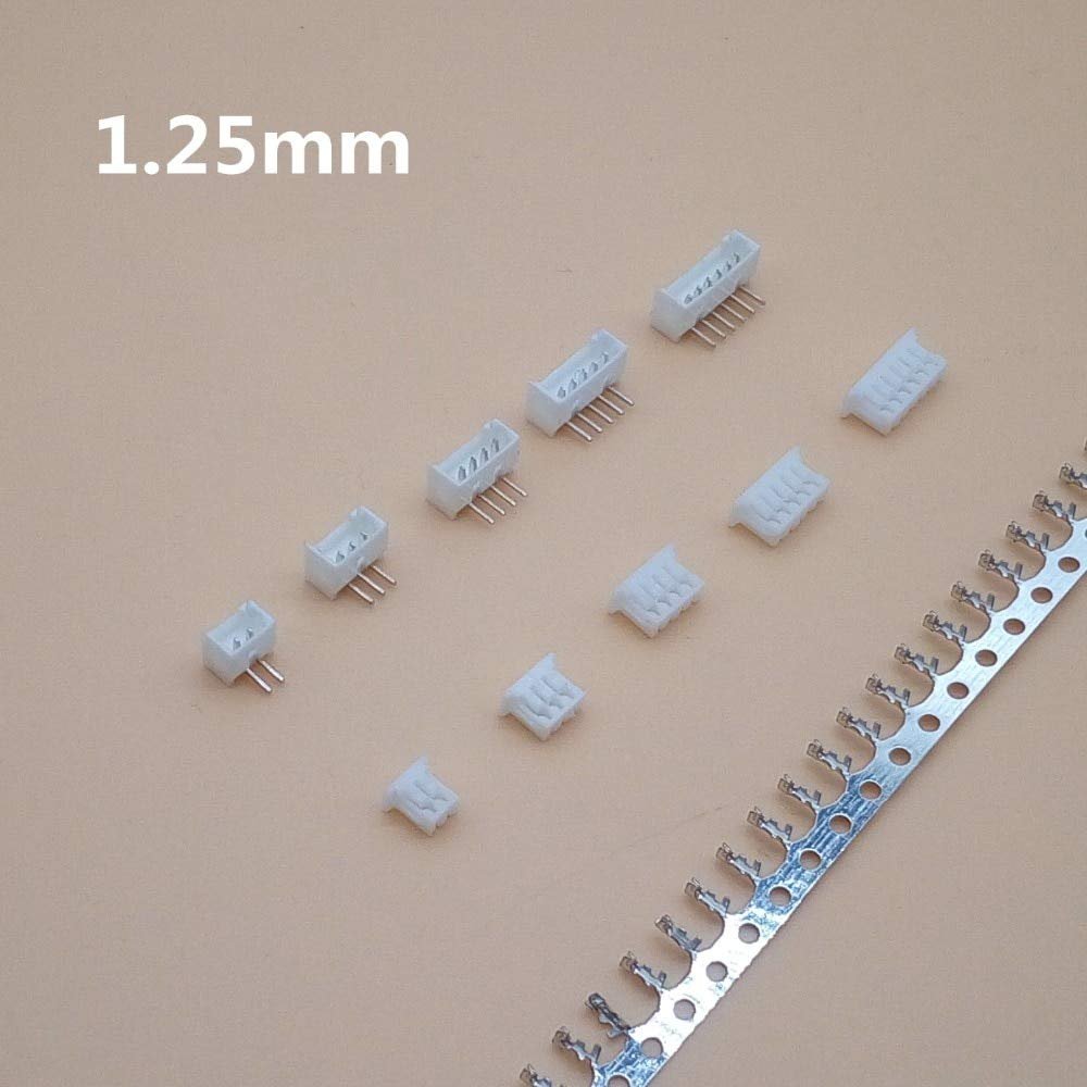 Davitu 20 Set 1.25mm Pitch Connector Micro JST Right Angle Pin 2/3/4/5/6/7/8/9/10P (Pin Header + Housing + Terminal) - (Color: 2P 20sets)
