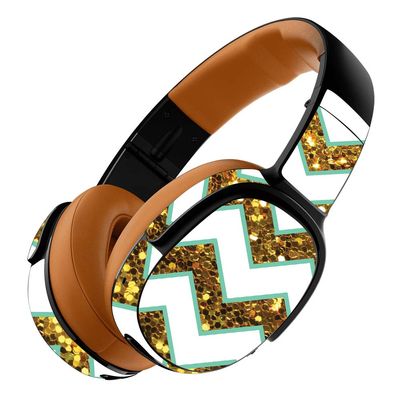 MightySkins Skin Compatible with Skullcandy Crusher 360 Wireless Headphones - Glitzy Chevron | Protective, Durable, and Unique Vinyl wrap Cover | Easy to Apply, Remove | Made in The USA