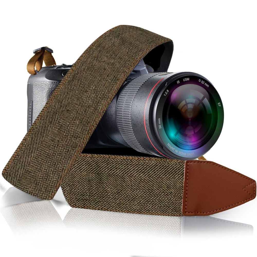 Art Tribute Camera Strap, Vintage Embroidered Neck Shoulder & Crossbody Camera Strap for DSLR Mirrorless Cameras, Fits Canon Nikon Sony Fujifilm, Quick Release, Photographer Gift, Brown Jeans