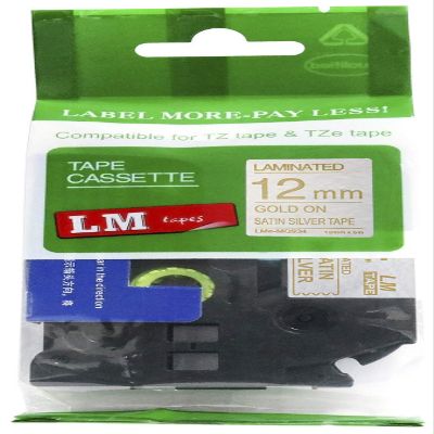 1/Pack LM Tapes - LMeMQ934 Premium 1/2" Gold Print on Satin Silver Label Compatible with P-Touch TZe-MQ934 Tape TZ-MQ934 and Includes a Nice Tape Color/Size Guide. Replaces 12mm 0.47 Laminated