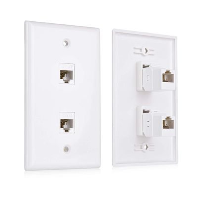 Cable Matters 2-Pack 2-Port Ethernet Wall Plate, Cat6 Wall Plate with White RJ45 Keystone Jack, Ethernet Jack Outlet in White