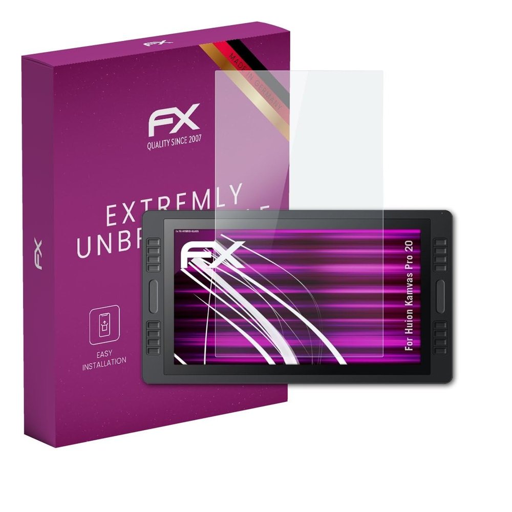 atFoliX Plastic Glass Protective Film compatible with Huion Kamvas Pro 20, 9H Hybrid-Glass FX Screen Protector