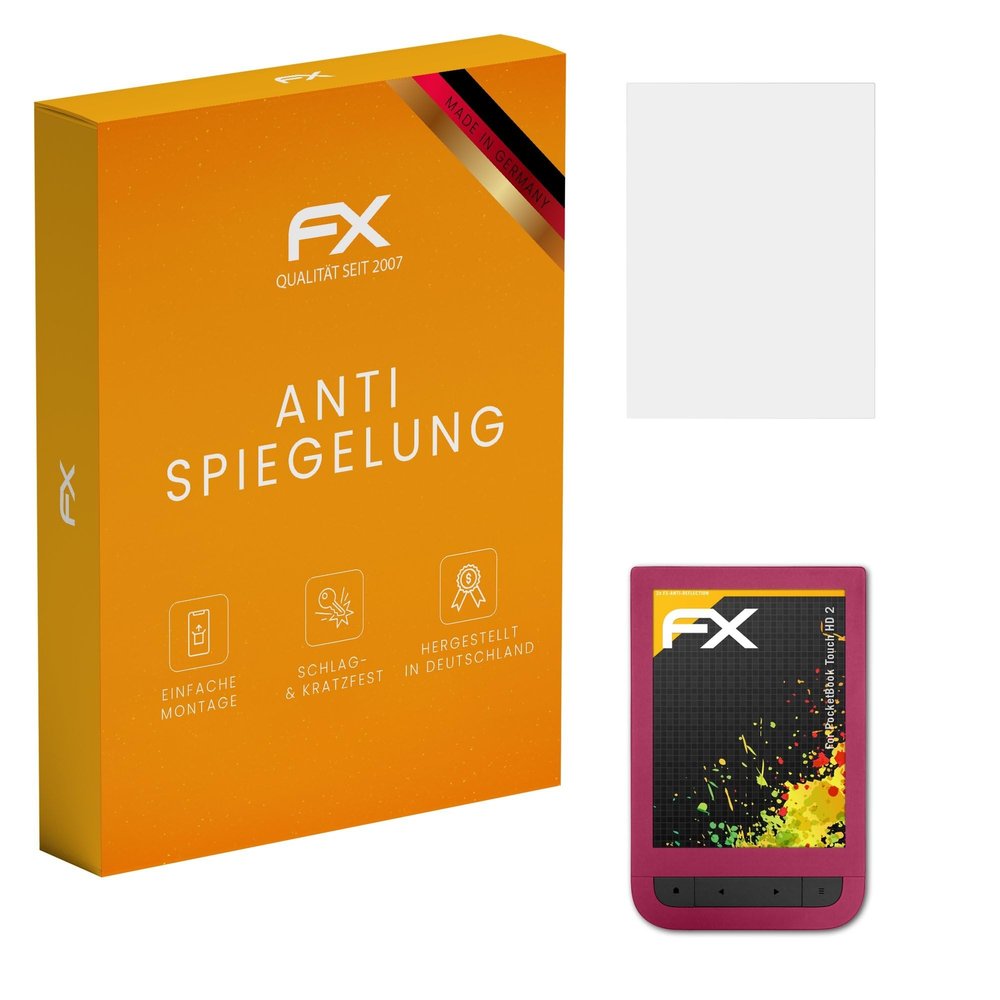 atFoliX Screen Protector compatible with PocketBook Touch HD 2 Screen Protection Film, anti-reflective and shock-absorbing FX Protector Film (2X)