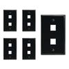 Beszin 2 Port Keystone Jack Wall Plate with Smooth Face (5-Pack, Black) view 1