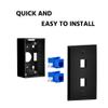 Beszin 2 Port Keystone Jack Wall Plate with Smooth Face (5-Pack, Black) view 3