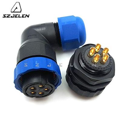 Davitu SD20TP-ZM, 90 degree elbow waterproof connector 5 pin,IP68, 25A, Industrial panel mount connector power cable plug and socket