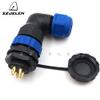 Davitu SD20TP-ZM, 90 degree elbow waterproof connector 5 pin,IP68, 25A, Industrial panel mount connector power cable plug and socket view 2