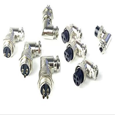 Davitu 2 sets 5/8" Aviation Socket Plug 2 Pin 3 4 5 6 7 8 9 10 Position Male + Female M16 16.0 mm Wire Panel Circular Connector Elbow - (Color: 8 Positions)