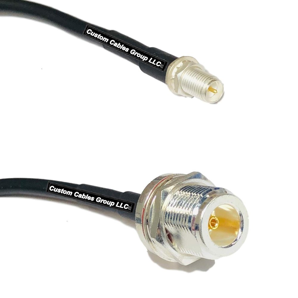 3 feet RG58 Silver Plated RP-SMA Female to N Female Bulkhead RF Coaxial Cable