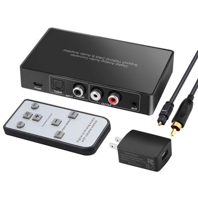 Digital to Analog Audio Converter with Remote, 192KHz/24bit Digital Coaxial Toslink to Analog L/R RCA 3.5mm Audio with Both Toslink Cable and Coaxial Cable