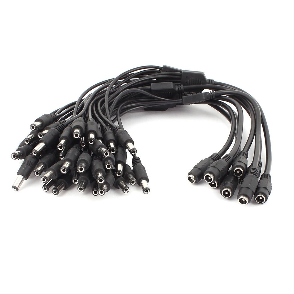 Aexit 8Pcs CCTV Batteries, Chargers & Accessories Camera 1 Female to 5 Male 5.5x2.1mm DC Power Cable Power Converters Wire Splitter