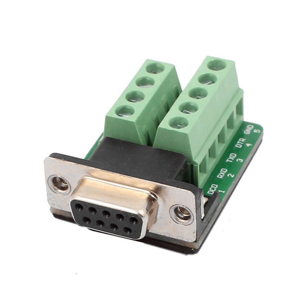 Aexit DB9 RS232 Audio & Video Accessories Serial Female Adapter Plate 9 Position Terminal Connector Signal Module Green with Connectors & Adapters Insulation Pads