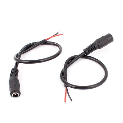 Aexit 2Pcs 2.1x5.5 Batteries, Chargers & Accessories mm Female Socket DC Power Cable Connector 27cm for Power Converters CCTV Camera