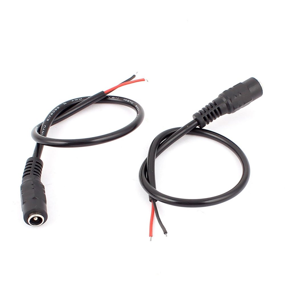 Aexit 2Pcs 2.1x5.5 Batteries, Chargers & Accessories mm Female Socket DC Power Cable Connector 27cm for Power Converters CCTV Camera