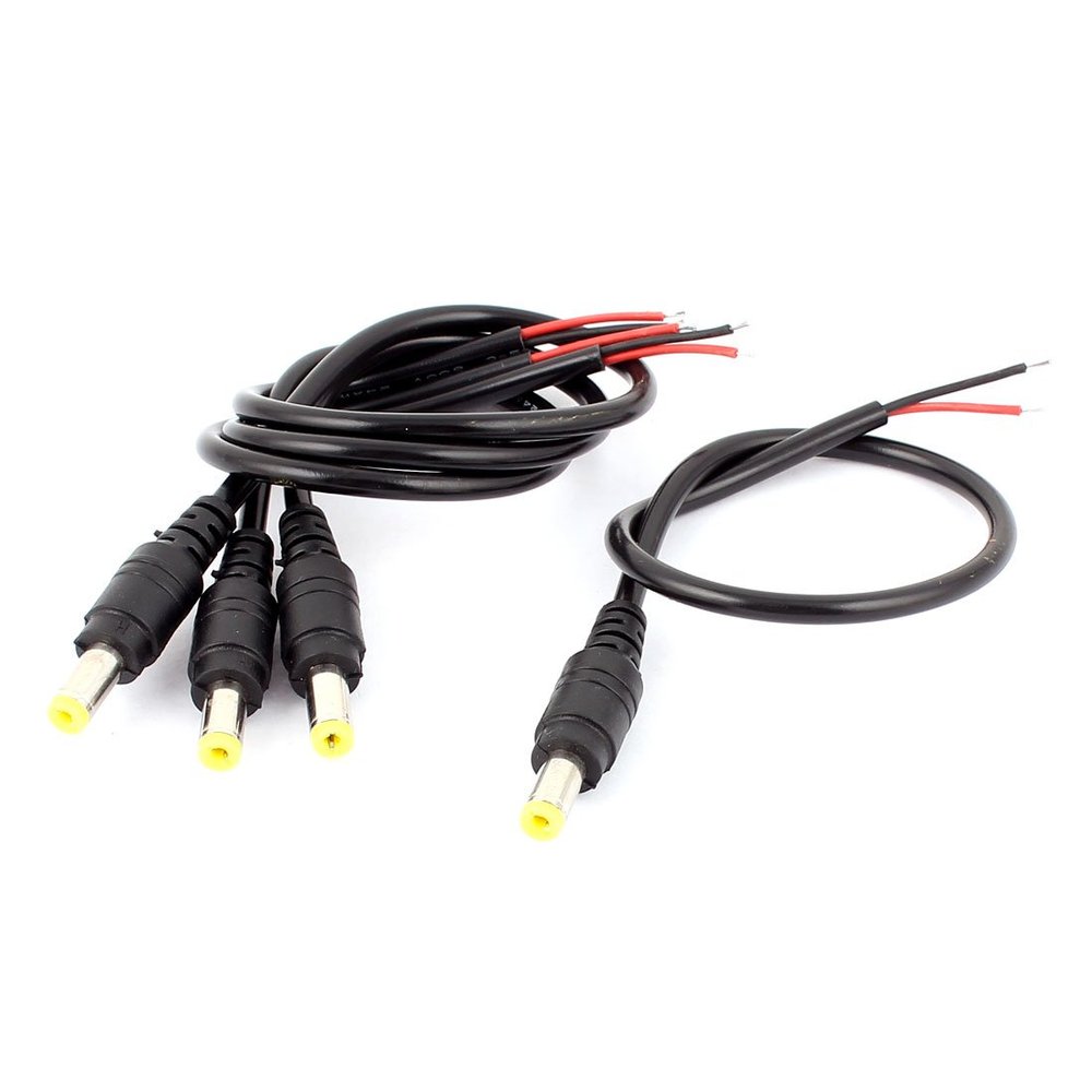 Aexit 4Pcs 2.1 Batteries, Chargers & Accessories x 5.5 mm Male Socket DC Power Cable Connector 27cm for Power Converters CCTV Camera