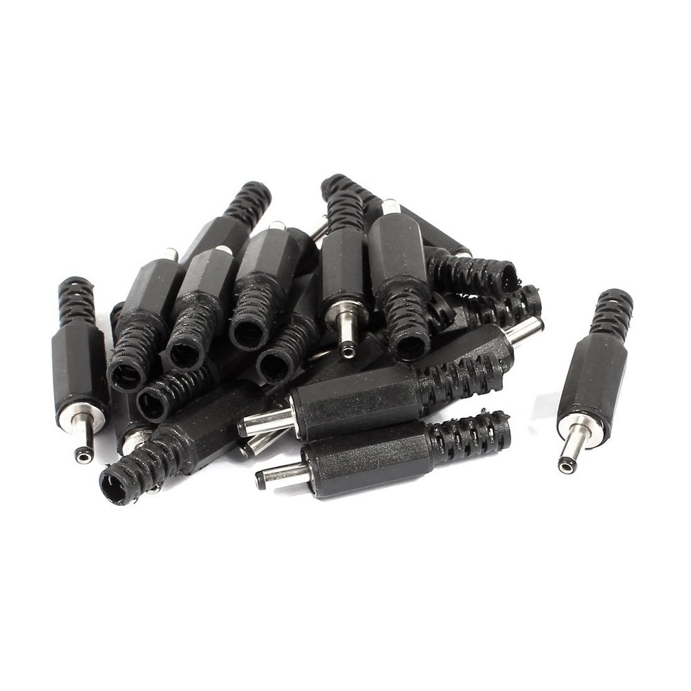 Aexit 20 Pcs Nails, Screws & Fasteners 3.5mmx1.35mm Male DC Power Jack Connector Socket Plugs Adapter Black